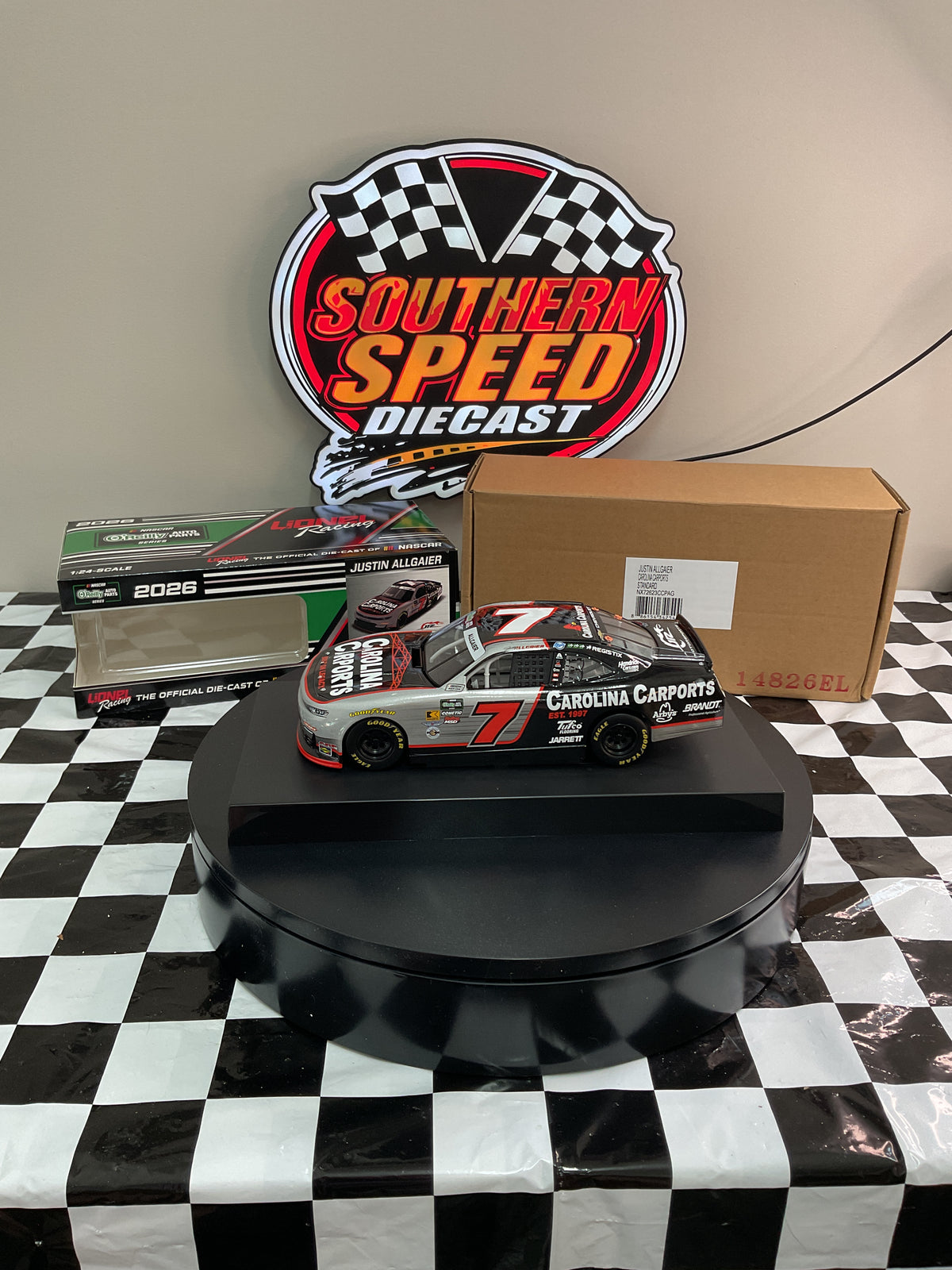 Justin Allgaier 2026 #7 Carolina Carports 1:24 Diecast ARC